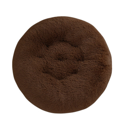 Calming Round Plush Dog Bed – Soft Warm Anti-Anxiety Pet Bed