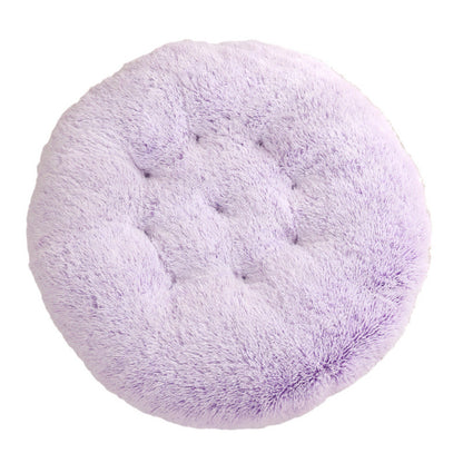Calming Round Plush Dog Bed – Soft Warm Anti-Anxiety Pet Bed