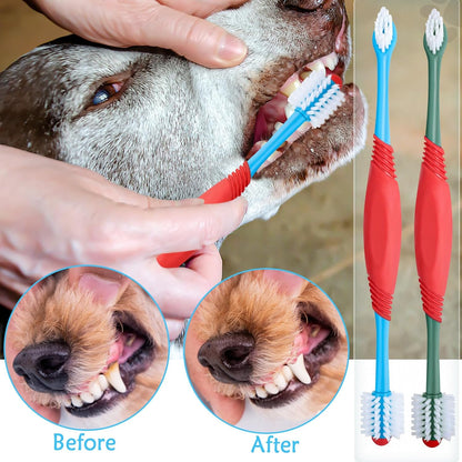 360° Dual Head Dog Toothbrush for Dogs & Cats Dental Care