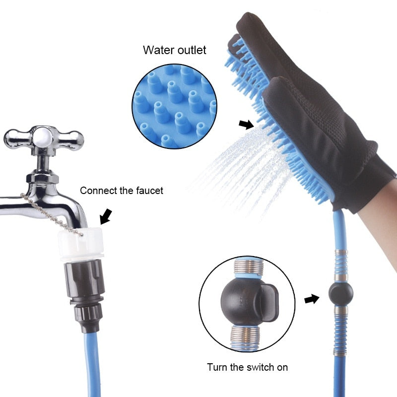 Portable Pet Shower Sprayer & Massage Brush for Dogs and Cats