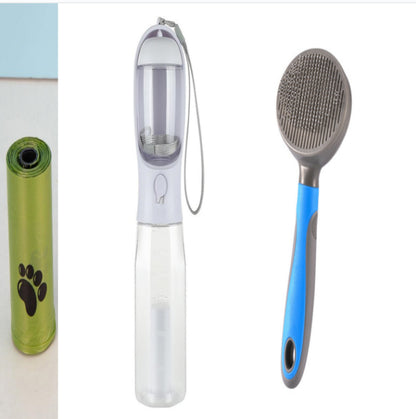 3-in-1 Portable Dog Water Bottle with Food Container & Poop Bag Dispenser