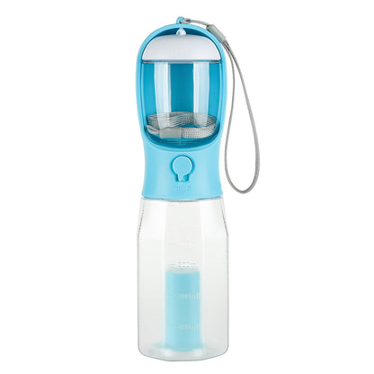 3-in-1 Portable Dog Water Bottle with Food Container & Poop Bag Dispenser