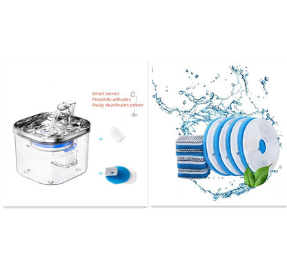 Stainless Steel Automatic Pet Water Fountain 2L for Dogs & Cats