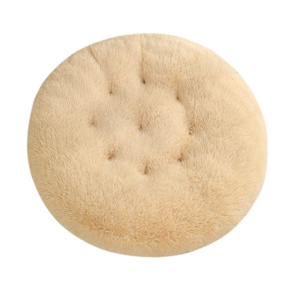 Calming Round Plush Dog Bed – Soft Warm Anti-Anxiety Pet Bed