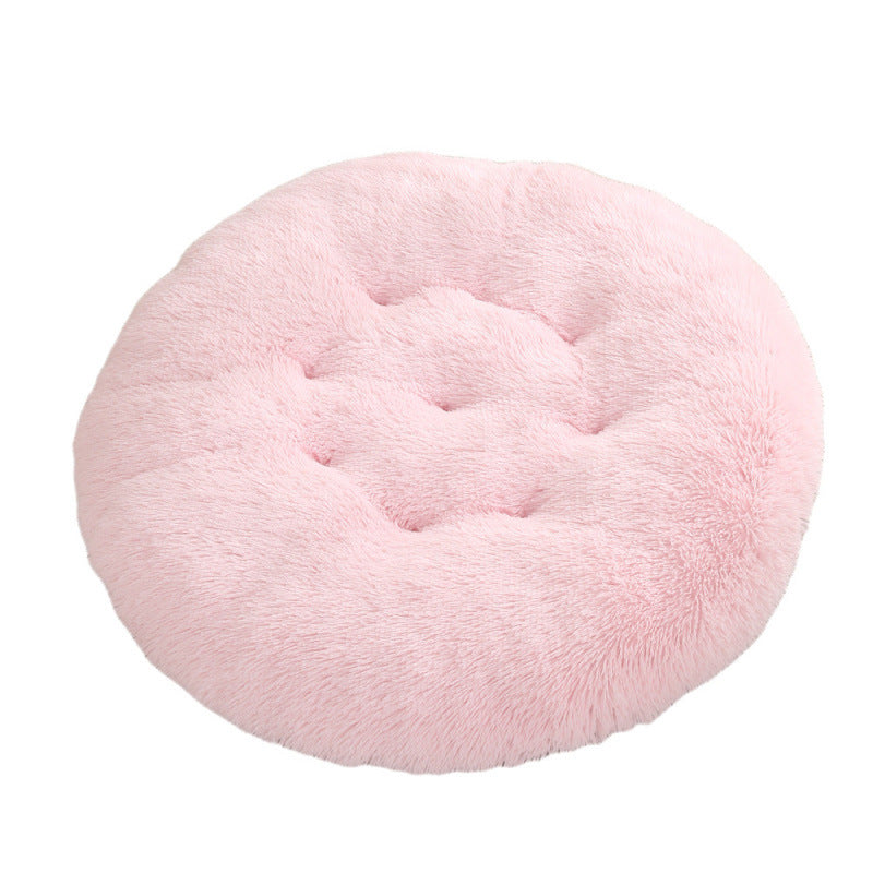 Calming Round Plush Dog Bed – Soft Warm Anti-Anxiety Pet Bed