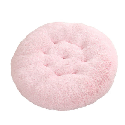 Calming Round Plush Dog Bed – Soft Warm Anti-Anxiety Pet Bed