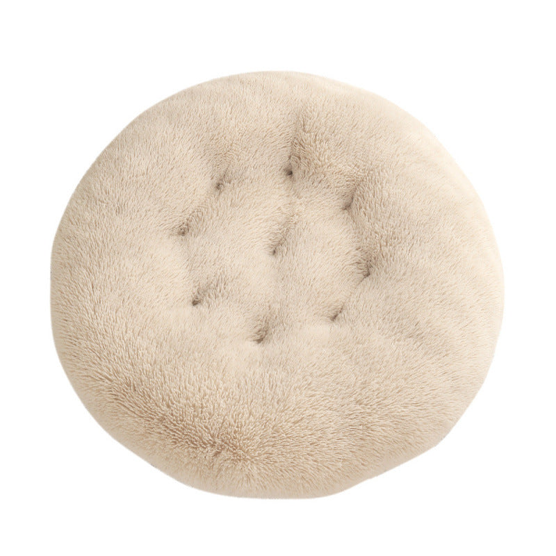 Calming Round Plush Dog Bed – Soft Warm Anti-Anxiety Pet Bed