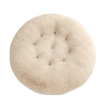 Calming Round Plush Dog Bed – Soft Warm Anti-Anxiety Pet Bed