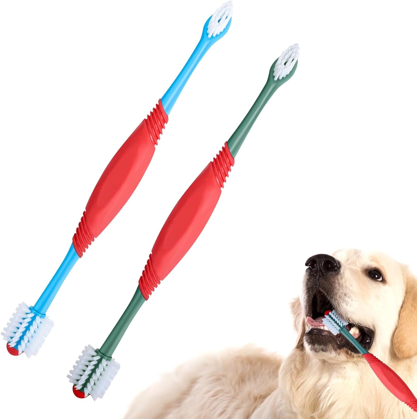 360 degree dual head dog toothbrush for dental care