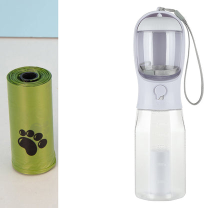 3-in-1 Portable Dog Water Bottle with Food Container & Poop Bag Dispenser