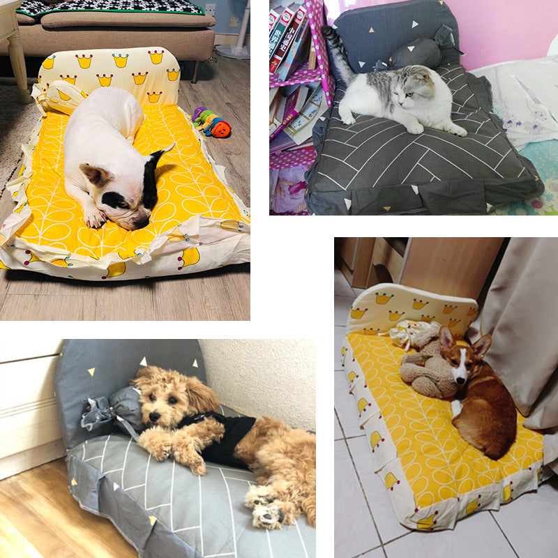 Teddy Plush Pet Bed Soft PP Cotton Dog & Cat Sleeping Nest