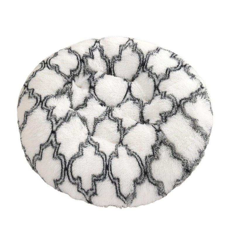 Calming Round Plush Dog Bed – Soft Warm Anti-Anxiety Pet Bed