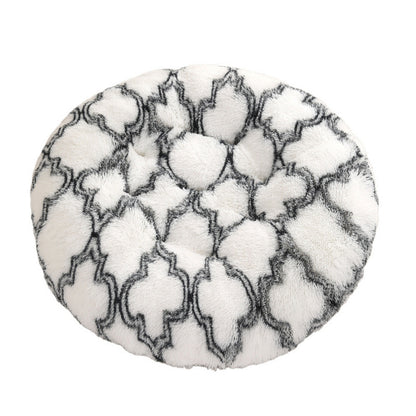 Calming Round Plush Dog Bed – Soft Warm Anti-Anxiety Pet Bed