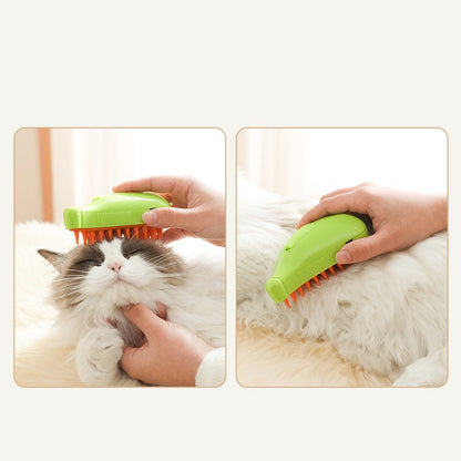 3-in-1 Pet Steam Brush for Cats & Dogs – Spray Massage Grooming Comb