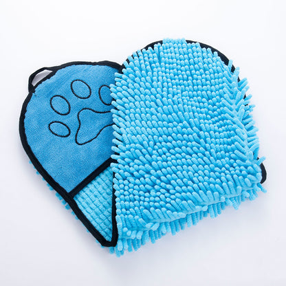 Chenille Pet Bath Towel for Dogs & Cats Quick Dry Absorbent