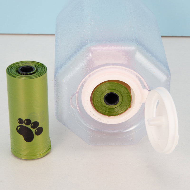 3-in-1 Portable Dog Water Bottle with Food Container & Poop Bag Dispenser