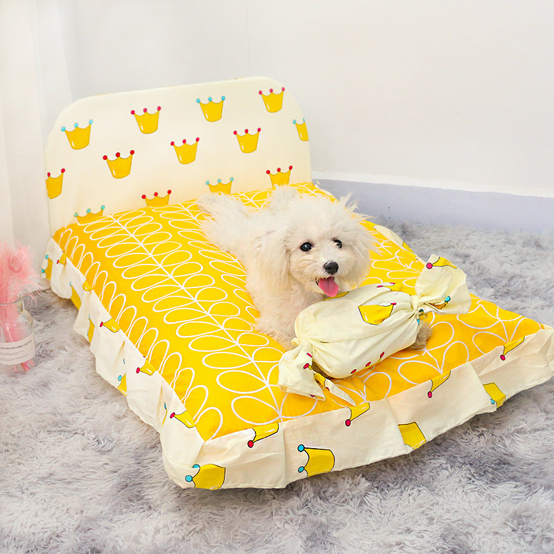 Teddy Plush Pet Bed Soft PP Cotton Dog & Cat Sleeping Nest