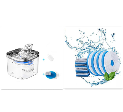 Stainless Steel Automatic Pet Water Fountain 2L for Dogs & Cats