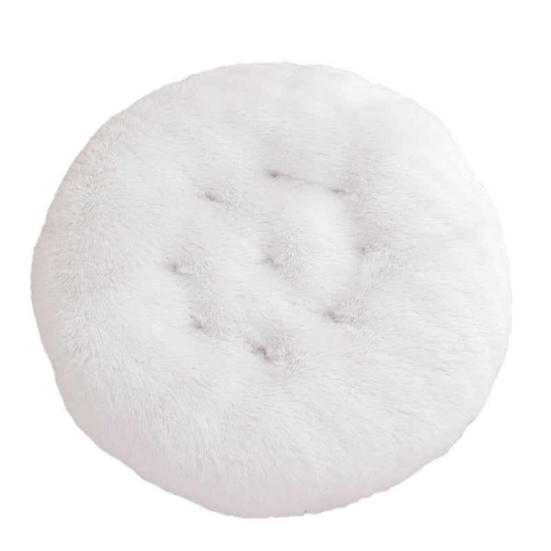 Calming Round Plush Dog Bed – Soft Warm Anti-Anxiety Pet Bed