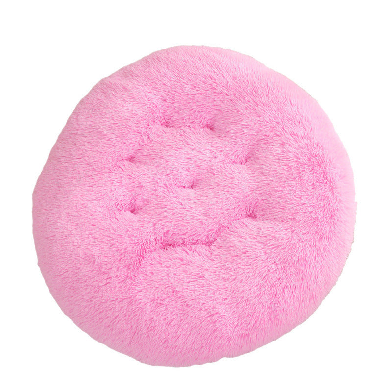 Calming Round Plush Dog Bed – Soft Warm Anti-Anxiety Pet Bed