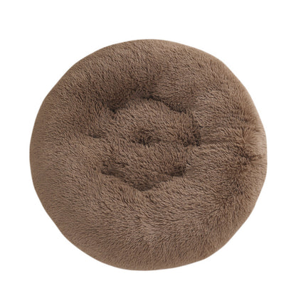 Calming Round Plush Dog Bed – Soft Warm Anti-Anxiety Pet Bed