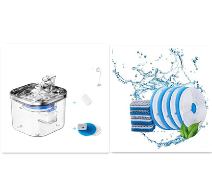 Stainless Steel Automatic Pet Water Fountain 2L for Dogs & Cats