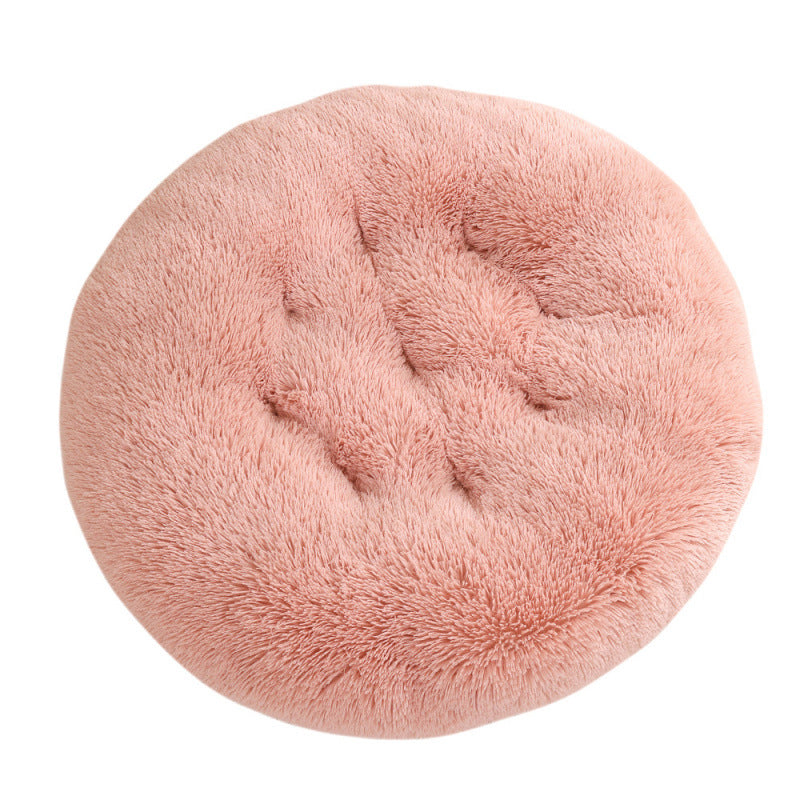 Calming Round Plush Dog Bed – Soft Warm Anti-Anxiety Pet Bed