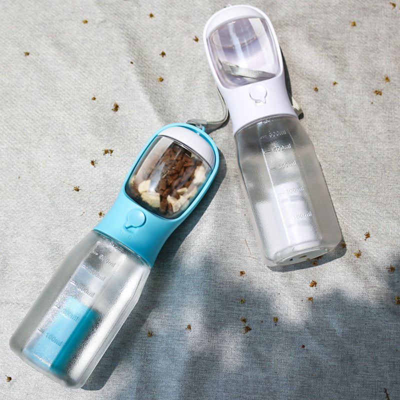 3-in-1 Portable Dog Water Bottle with Food Container & Poop Bag Dispenser