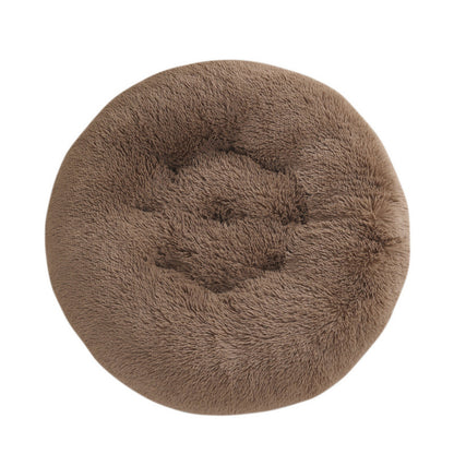 Calming Round Plush Dog Bed – Soft Warm Anti-Anxiety Pet Bed