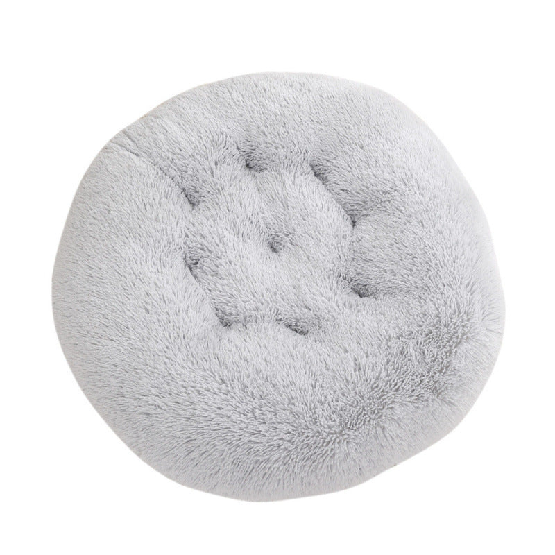 Calming Round Plush Dog Bed – Soft Warm Anti-Anxiety Pet Bed