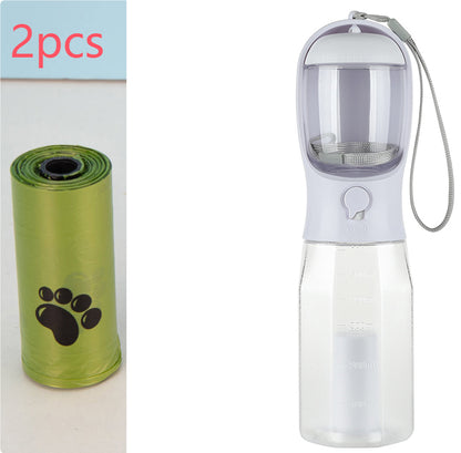 3-in-1 Portable Dog Water Bottle with Food Container & Poop Bag Dispenser