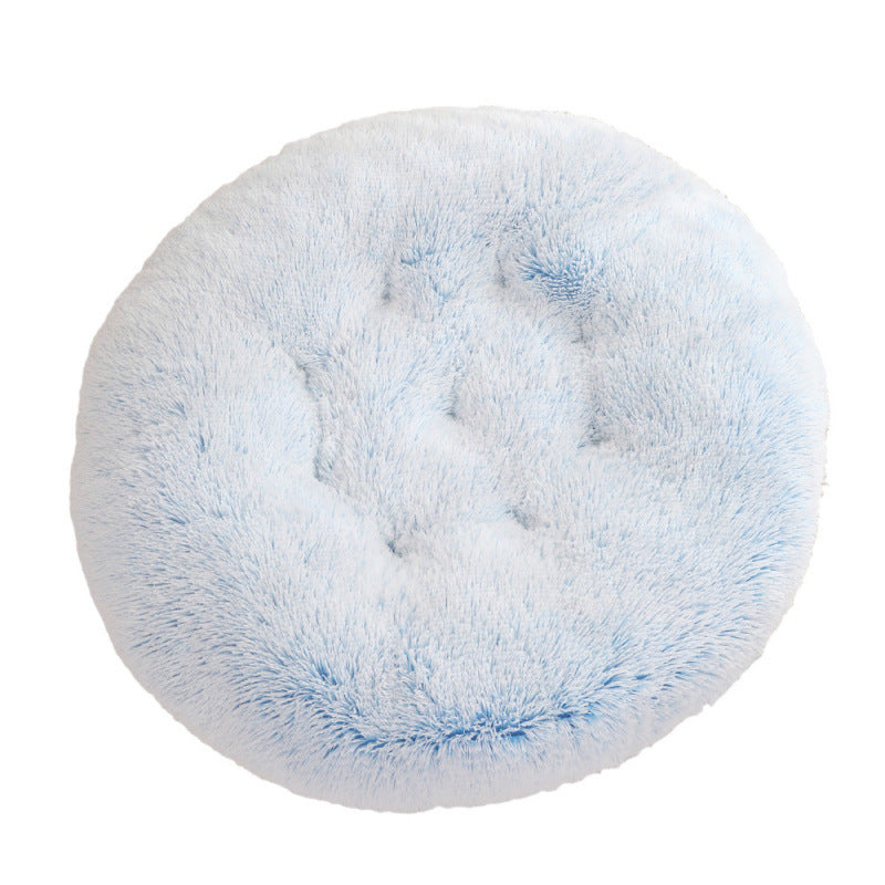 Calming Round Plush Dog Bed – Soft Warm Anti-Anxiety Pet Bed