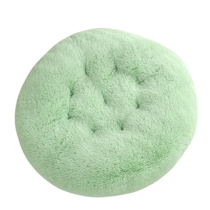 Calming Round Plush Dog Bed – Soft Warm Anti-Anxiety Pet Bed