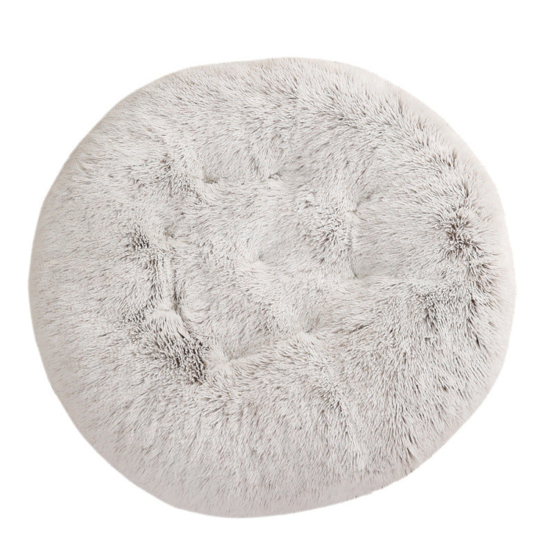 Calming Round Plush Dog Bed – Soft Warm Anti-Anxiety Pet Bed