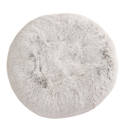 Calming Round Plush Dog Bed – Soft Warm Anti-Anxiety Pet Bed