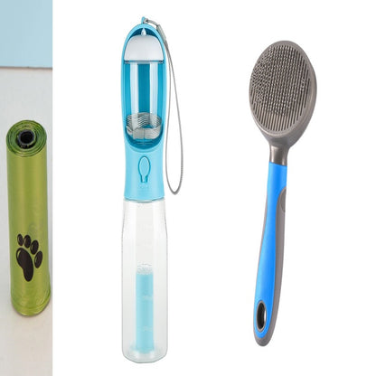 3-in-1 Portable Dog Water Bottle with Food Container & Poop Bag Dispenser
