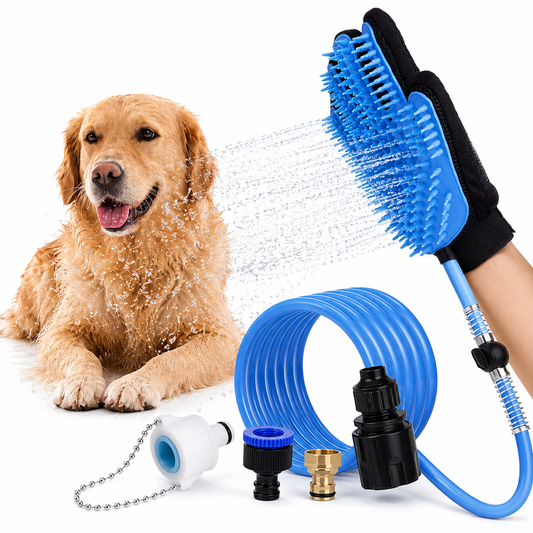 Portable blue pet shower sprayer for dogs and cats