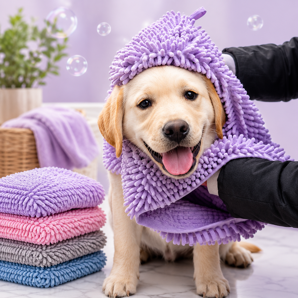 Ultra absorbent blue pet towel for dogs and cats